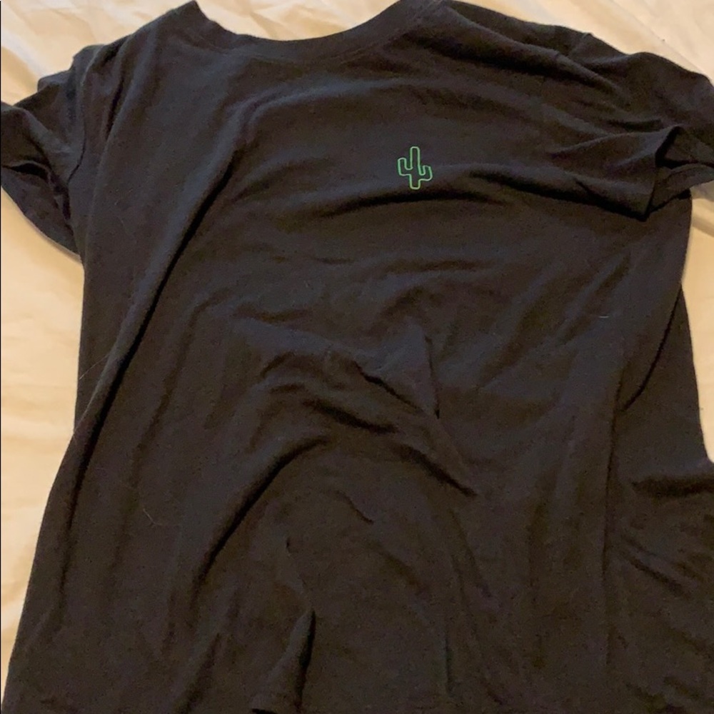Black Short Sleeved Shirt/Green Cactus On Front
